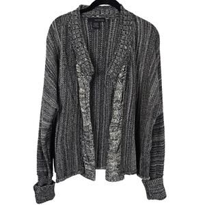Calvin Klein Cardigan Women's XL Black Gray Mixed Knit Classic Casual Winter
